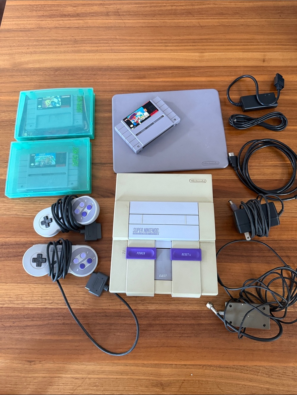 Super Nintendo SNES System Console Mario Kart, PAC Attack, Mario Paint working!